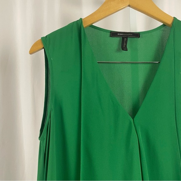 BCBGMaxAzria Medium Kelly Green Asymmetrical Green Ruffled Tiered Dress Flowy - Picture 6 of 6